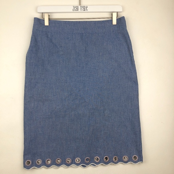 J Crew Denim Scalloped Skirt